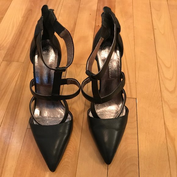 Jeffrey Campbell black leather high heels 8US - Picture 3 of 9